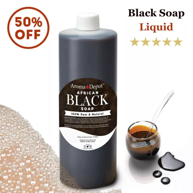 Black Soap Liquid 32 oz. Raw African Soap Natural Wash Face Body Hair Shampoo