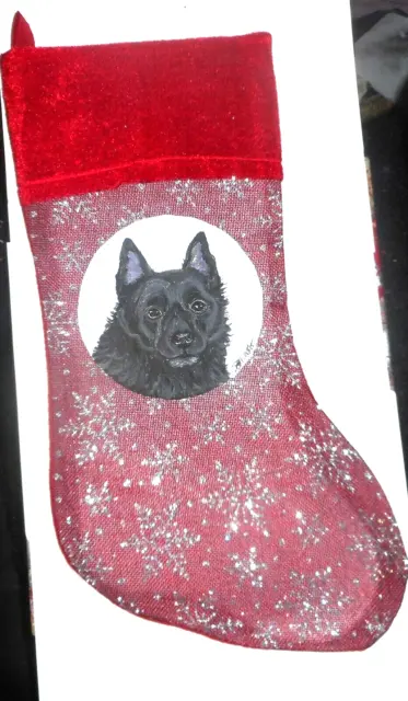 Schipperke Dog Christmas Gift Stocking Holiday Decoration Hand Painted