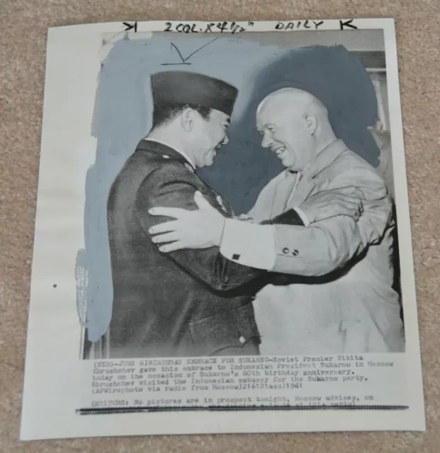 1961 Foto de prensa original de Nikita Khrushchev de colección primer ministro ruso unión soviética