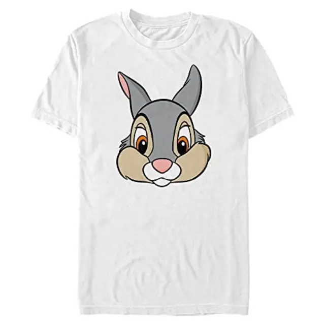 (TG. M) Disney Bambi-Thumper Big Face Organic Short Sleeve T-Shirt, White, M Uni
