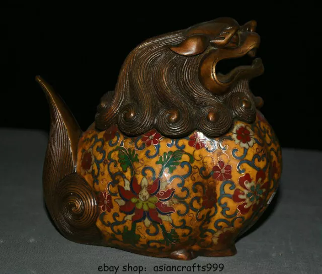 7 "Old China Bronze Cloisonne Tier Löwe Beast Unicorn Weihrauchbrenner