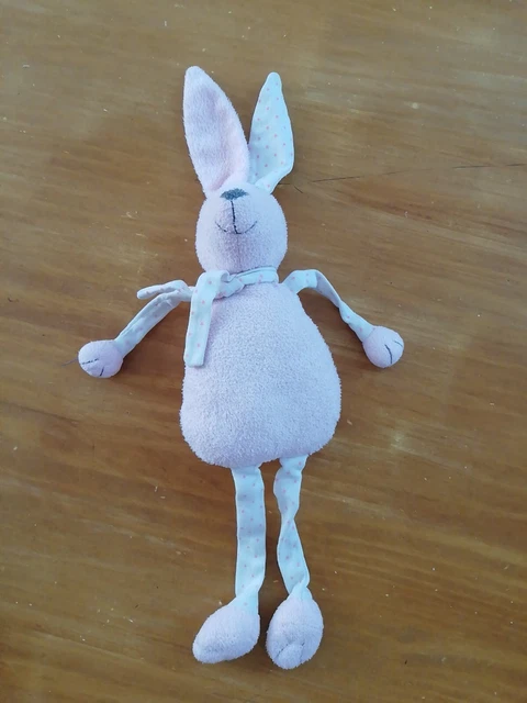 OL/ DOUDOU PELUCHE BOUT'CHOU MONOPRIX LAPIN ROSE BLANC ETOILE NEZ GRIS Monop
