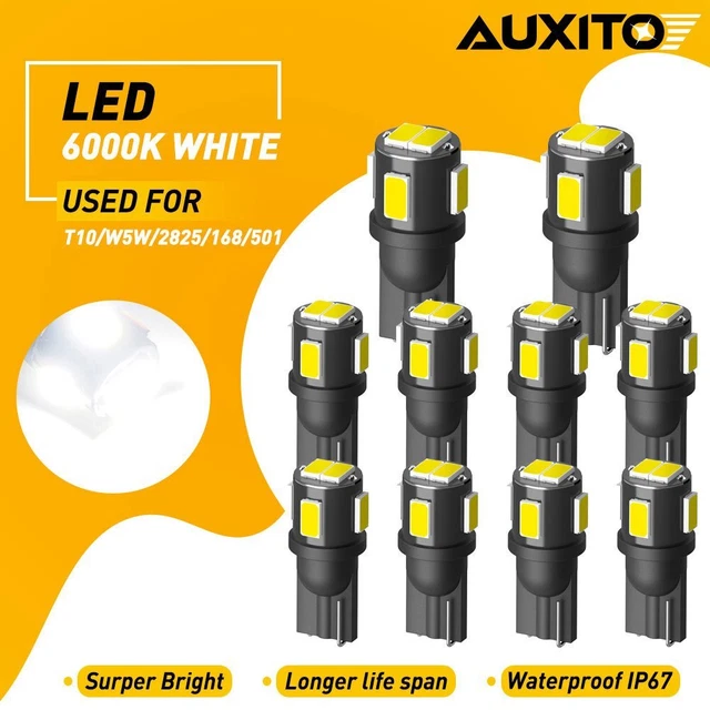 10X 12V T10 SMD Wedge LED Light Bulb Globe White 2825 168 194 192 W5W 501 158 US