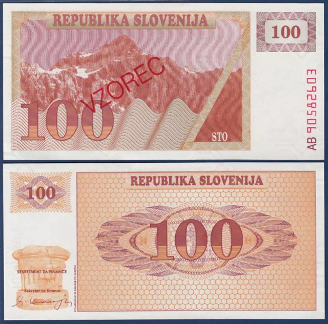 SLOWENIEN / SLOVENIA 100 Tolarjev Specimen (1990)  UNC  P.6s1