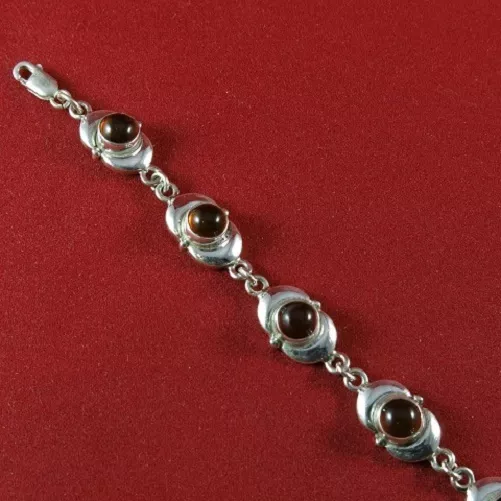 Bracelet Argent 925 "Oeil" serti  ambre. PRIX CASSE