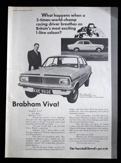 Original 1967 Motor Magazine Vintage Advert. Vauxhall Brabham Viva  90