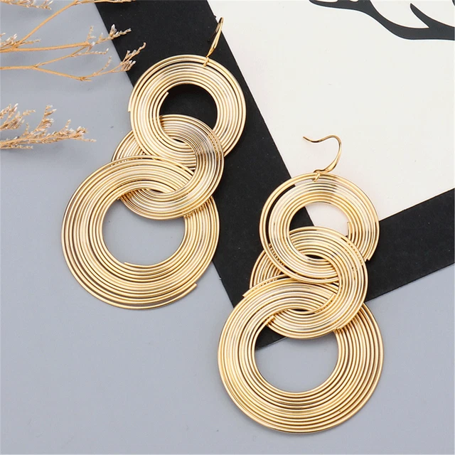 European And American Retro Geometric Multilayer Earrings for Women Dangling