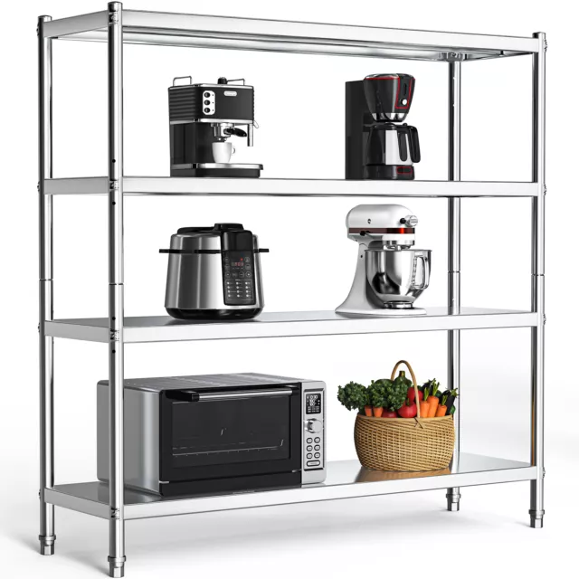 TAUS Stainless Steel Shelves  4 Tier Storage Shelf Heavy Duty Shelving Organizer
