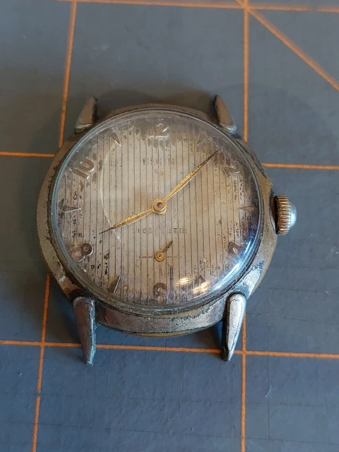 Orologio Meccanico Vintage Elgin Shockmaster Meccanico Funziona Indossa Cosmetica Pesante