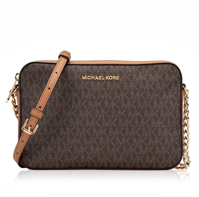 Michael Kors Borsa Tracolla Jet Set Item LG Ew Crossbody Braun Ghianda Nuovo