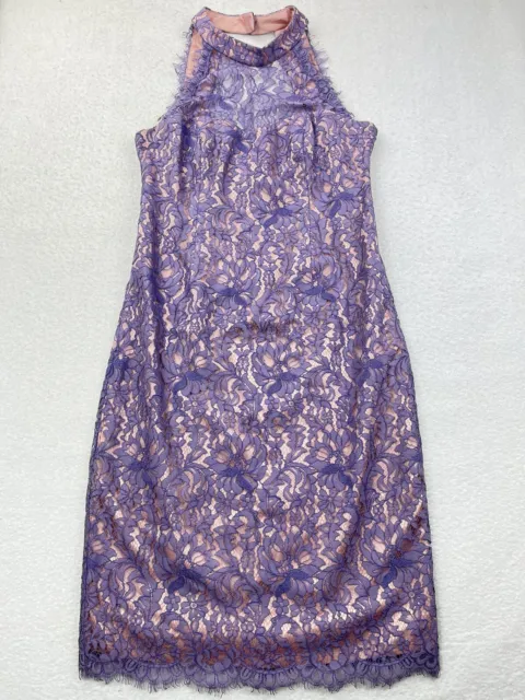 Eliza J Womens Purple Lace Sheath Dress Halter Size 6P