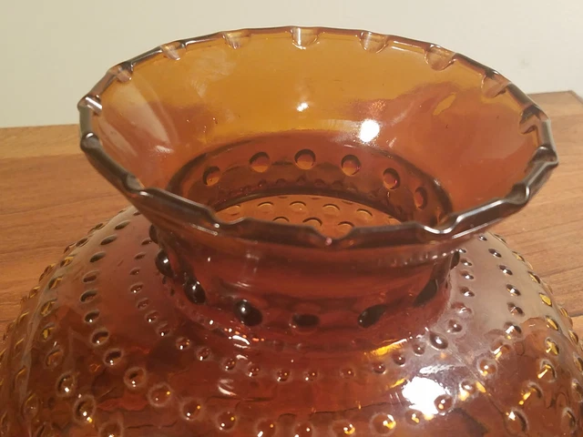 Vintage Dark Amber Hobnail Glass Oil Kerosene Lamp Shade 8
