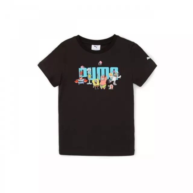 Puma Spongebob Logo T-Shirt Maglia Bambini Bimbo Girocollo Mezza Manica Corta 67