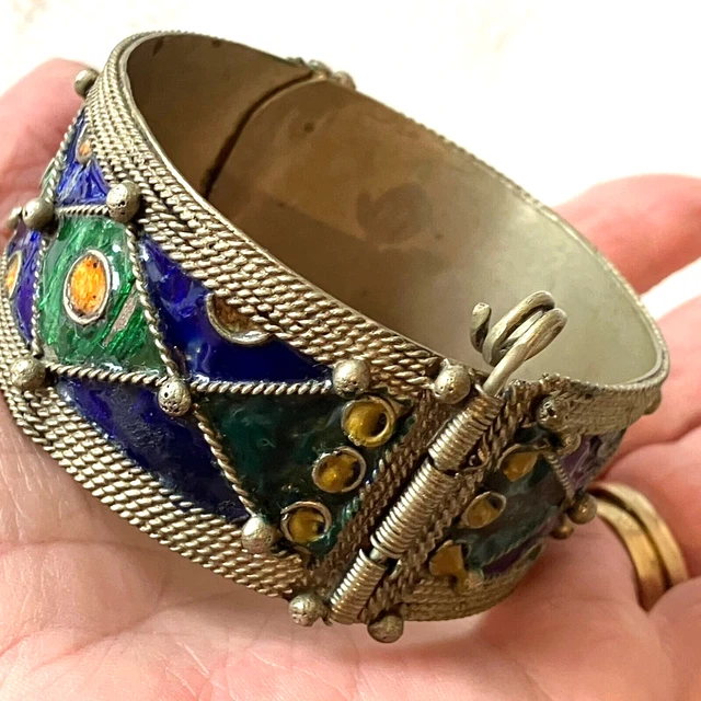 Bracelet Marocain Fait Main Amazigh Berbère Cordon Métal Argent - Ajustable Cadeau