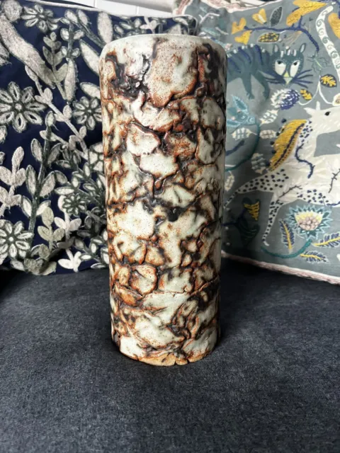 Vintage Brutalist Studio Pottery Vase Signed Collectors Unusual Celadon Glaze