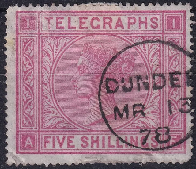 GB 1876 - PO Telegraph - 5s - Rose - Plate 1 - Used - SG T13