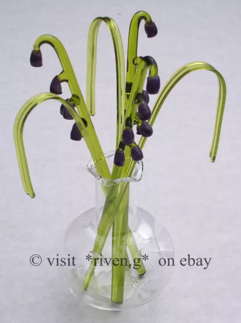 LAVENDER GLASS ORNAMENT SCULPTURE@VASE@BEAUTIFUL BUNCH OF Flowers@HOUSE WARMING