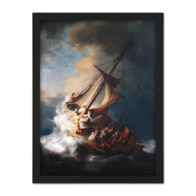 Rembrandt Christ Storm Lake Galilee Painting Framed Wall Art Print 18X24 In