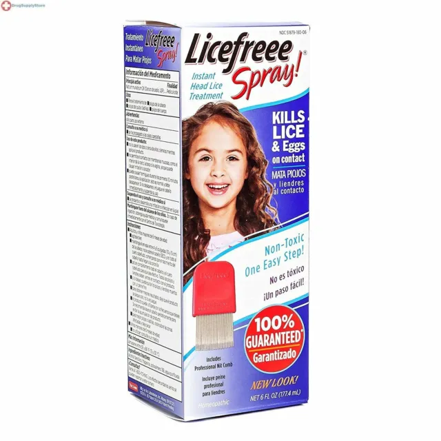 Licefreee Spray, Instant Head Lice Treatment Spray Bottle With Metal Comb, 6-Oz