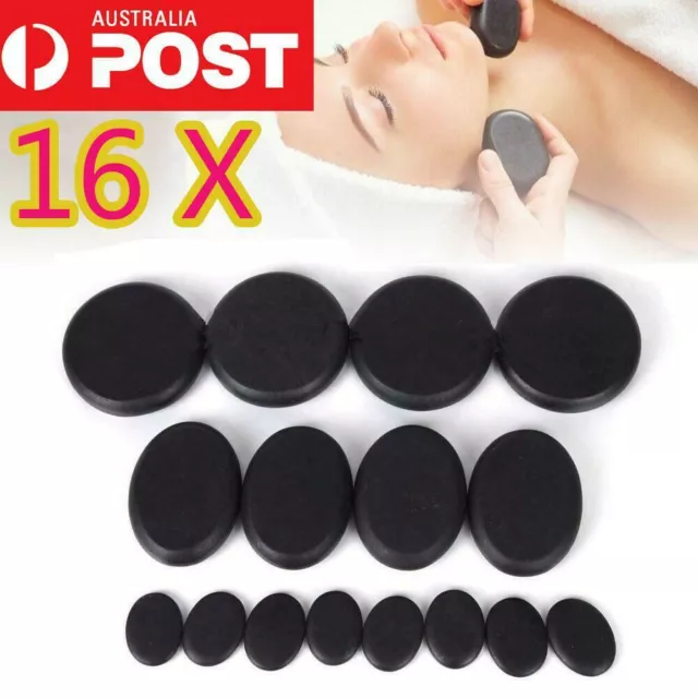 16PCS Hot Massage Stone Basalt Stones Kit Set Rock SPA Oiled Massager Tool AU