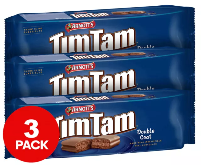 3 x Arnott's Tim Tam Chocolate Biscuits Double Coat 200g