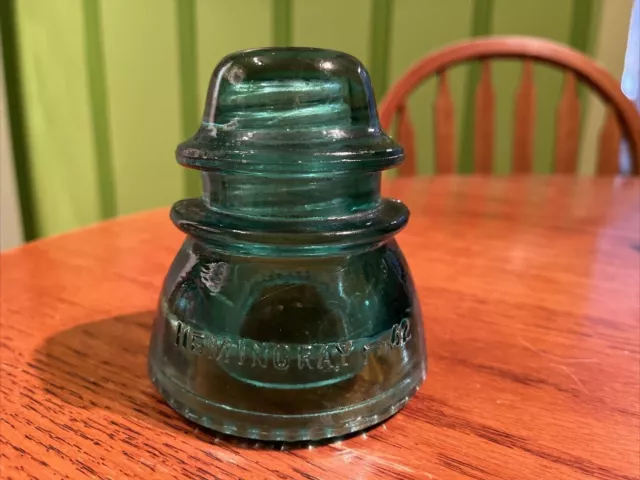 Vintage Hemingray 42 Glass Insulator Aqua Blue, CD 154 RDP Base Made in USA