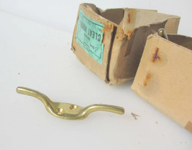 Vintage Brass Tie Blind Airer Hooks Flag Hanger Old (New Old Stock) £3 each