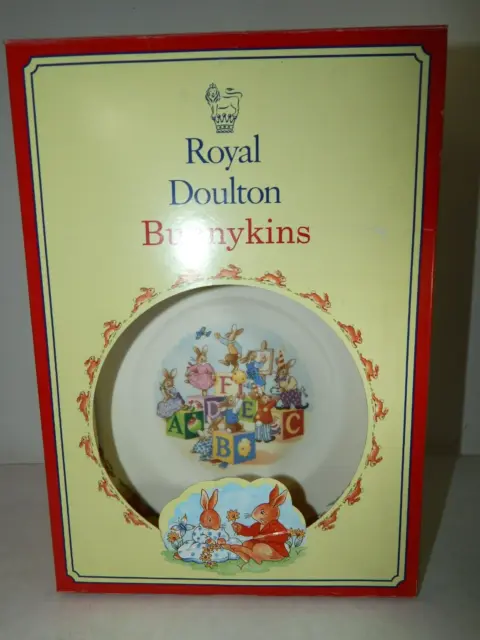VTG Royal Doulton Bunnykins Nursery Set 2 pc Plate & Cup ABC's Bone China NIB EX 2