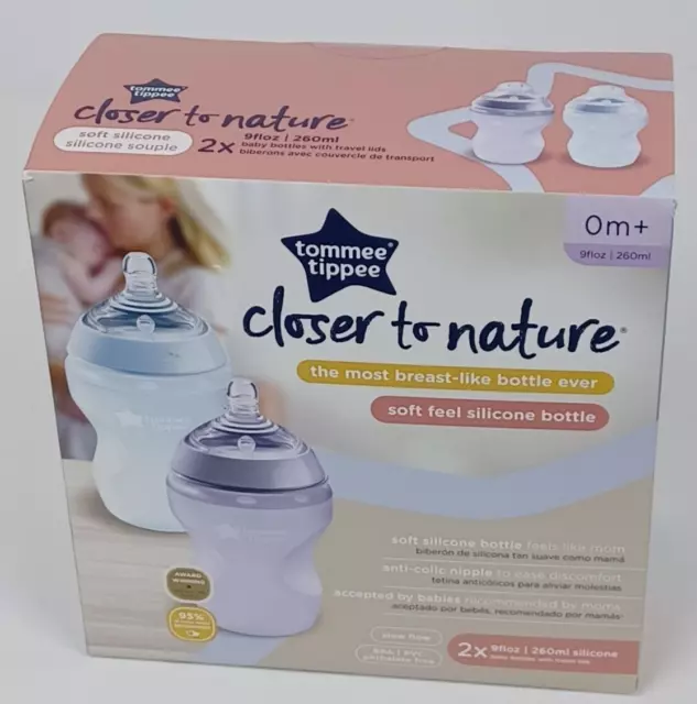 Tommee Tippee Closer to Nature 9oz Anti-Colic 0m+  2 Bottle Set NEW IN BOX