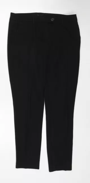 NEXT Womens Black Polyester Capri Trousers Size 8 Regular Zip