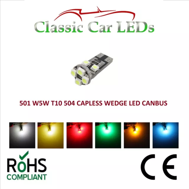 501 504 T10 W5W LED Capless Wedge Bulbs Canbus Gauge Dashboard Classic Car