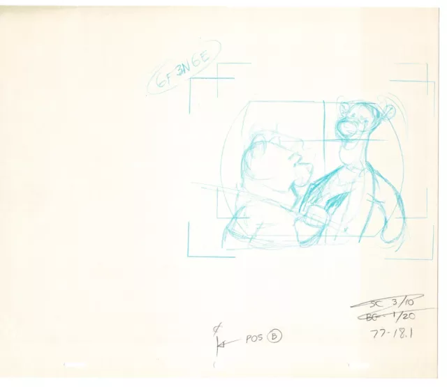 Winnie the Pooh Disney Original Production Drawing Sketch 1977 Washer 5b-50