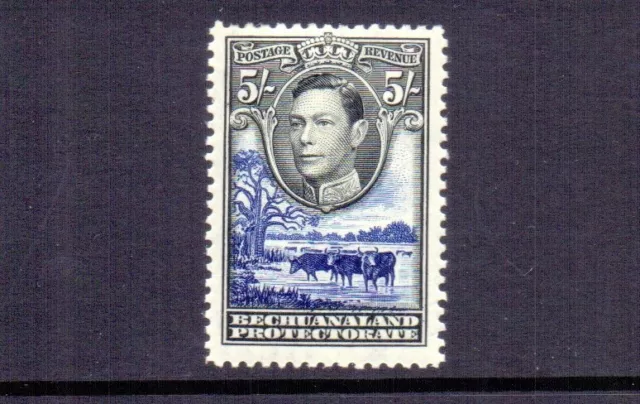 Bechuanaland 1938 Gvi 5/- Black & Deep Ultramarine Sg127 Mh Cat £48