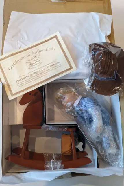Heritage Signature Collection Cowboy Boy Doll Tex on Musical Rocking Horse Boxed