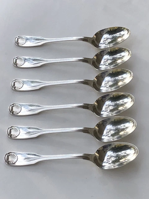 6 GRANDES CUILLERES signées CHRISTOFLE modèle VENDOME COQUILLE métal argenté
