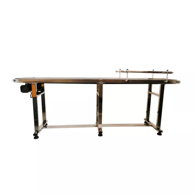 82.6 inch 110V PVC Belt Conveyor Double Guardrails 12 inch Width Stainless Devic