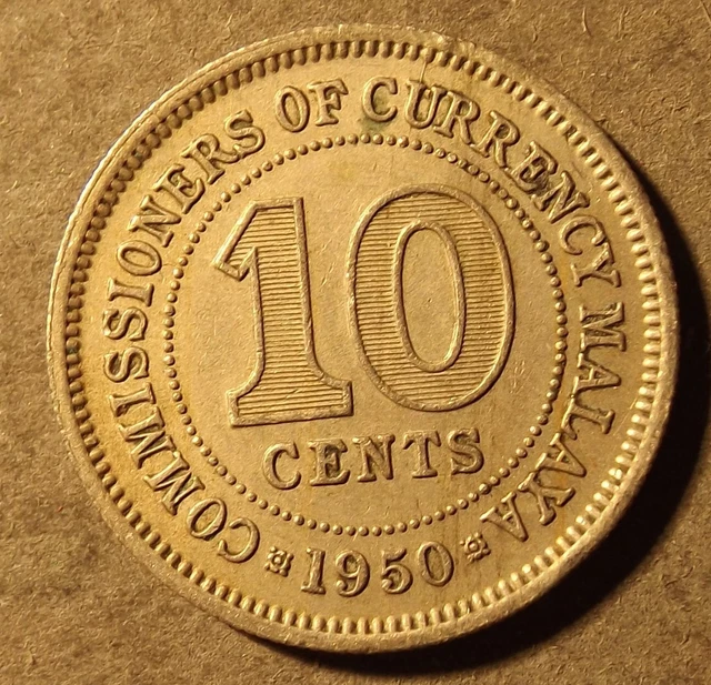 Commissioners Of Currency Malaya 10 Cent Coin Dated 1950 Nice Coin