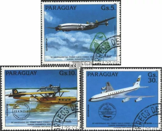 Paraguay 3786-3788 (kompl.Ausg.) gestempelt 1984 Postflug der Lufthansa