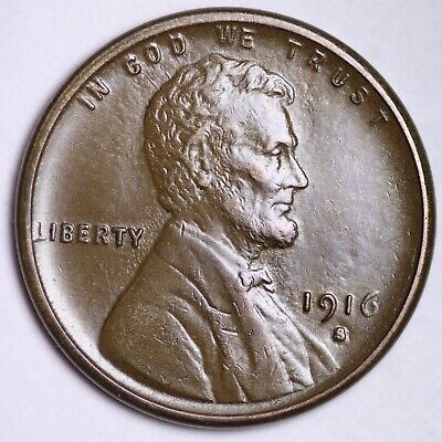 1916-S Lincoln Wheat Cent Penny CHOICE UNC *UNCIRCULATED* MS FREE P/H E151 QHH