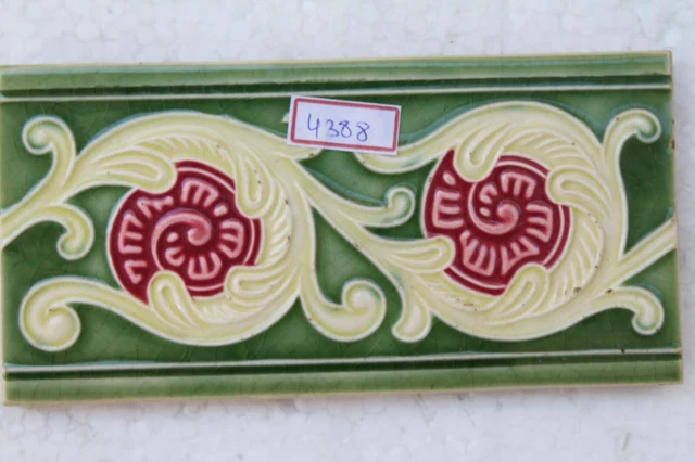 Japan antique art nouveau vintage majolica border tile c1900 Decorative NH4388 7