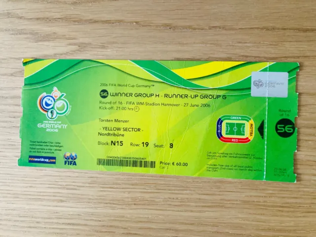 RARE - Ticket Coupe du monde World Cup 2006 France - Espagne Spain Match 56