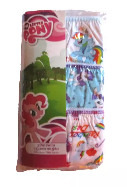 Girls 3 Pair Sz 6 Hasbro My Little Pony Pink Teal Purple White Cotton Panties