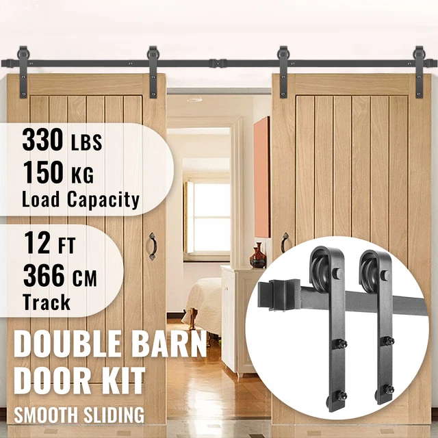 VEVOR Sliding Barn Door Hardware Kit 12 FT Modern Closet Hang Style Track Rail