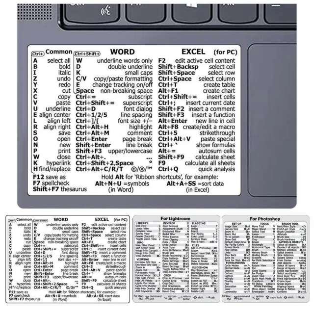 Adhesive Computer Keyboard Reference Shortcut Sticker Sticker Shortcut PC M5V9