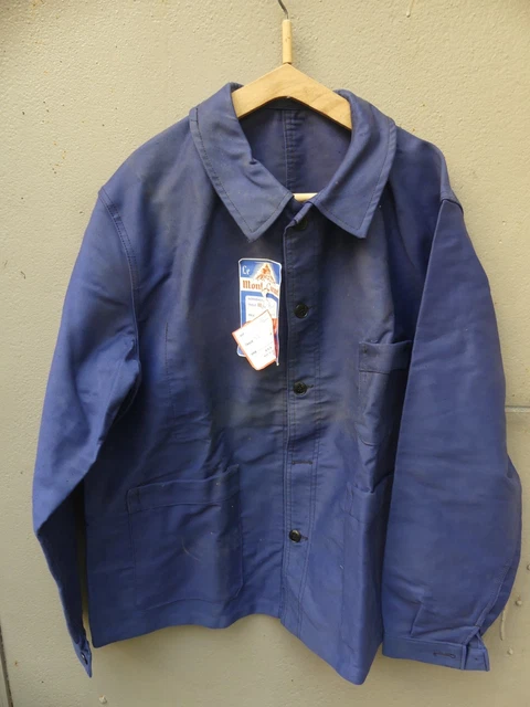 Veste De Travail Le Beau-Fort - Bleu Denim Moleskine - Taille L - Vintage Français Neuf