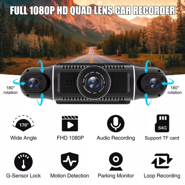 4-Channel WiFi Dash Cam Recorder HD 1080P Car Camera DVR Driving Video G-Sensor 2