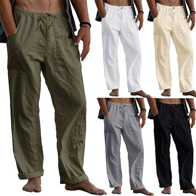 COOFANDY Pantaloni Uomo In Lino, Estivi E Larghi, Pantalaccio Casual Da - 4
