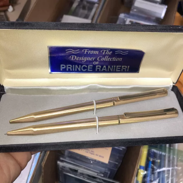 Vintage 80s Prince Ranieri Designer  .5mm Mechanical Pencil Rollerball Pen Set