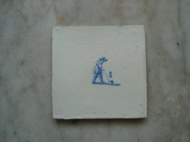 17th century delft handpainted dutch  tile,around 1660 , golf, sport , kolf 3
