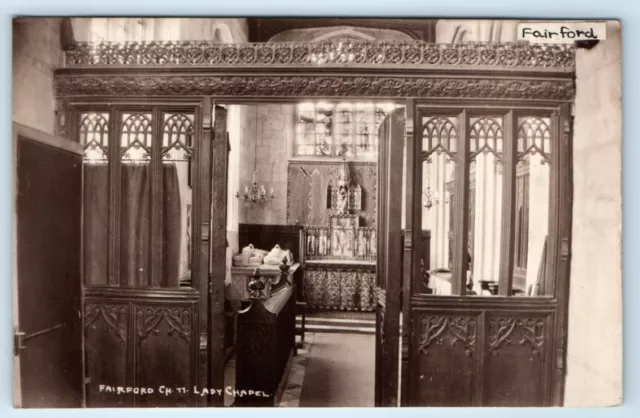 RPPC Fairford Church Lady Chapel interior England UK W.A. Call Postcard